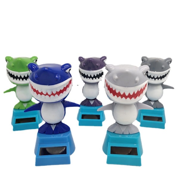 Grå 2 st solcells dansande leksaker Bobble Head Toy Shark Doll Animal Dancing Figure Toy Car Dashboard Dekorationer Prydnader Hem Centerpieces Dekoration