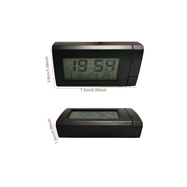 LCD temperatur bilklokke, biltermometer for dashbord bakgrunnsbelysning digital nattklokke tid temperaturvisning tid for lastebil