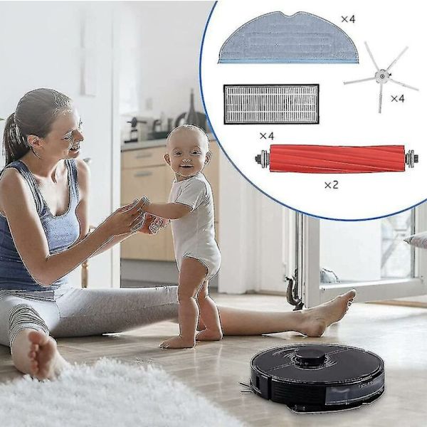 Passar till tillbehör för Xiaomi Roborock S7/S7 Plus/S7 MaxV/S7 MaxV Ultra/S7 Pro Ultra/T7S/T7S Plus/G10 Robotdammsugare, med huvudborste,