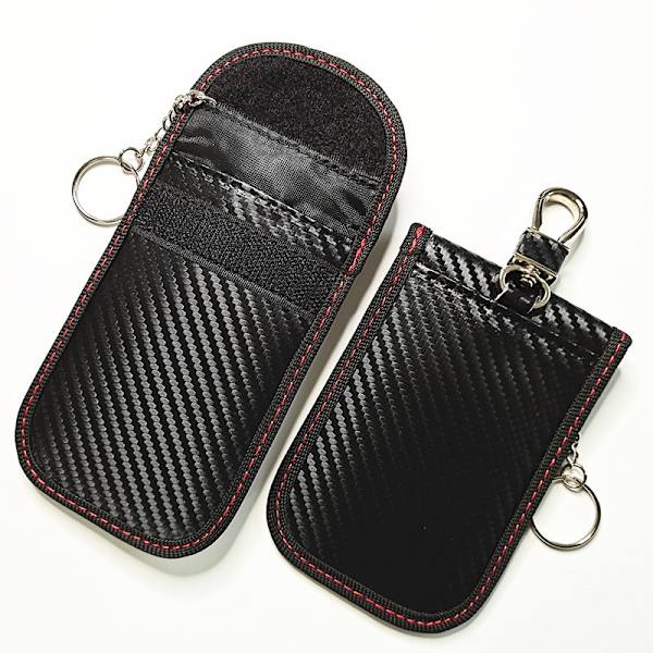 Rød bil linje anti RFID bilnøkkel etui signalblokkerende Faraday poseveske, RFID signalblokkerende poser for bilnøkkel, karbonfiber anti RFID beskyttende C
