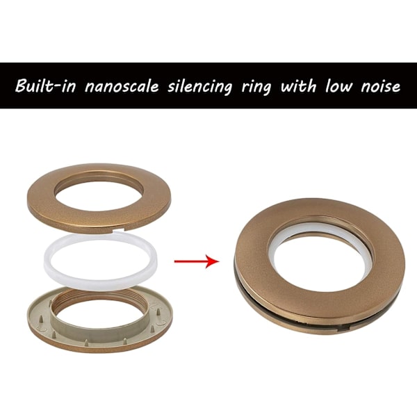 40mm Gardinringer Runde Gardinstangringer Plast Gardinmaljer Klips 32 Stykker Kaffe Matt, for Gardin Vindu Dusjkabinett Dør