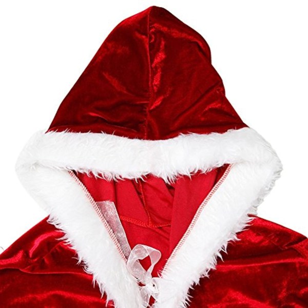 Halloween Juldräkter Kvinnor Flickor Sammet Huva Kåpa Röd Robe Mrs Santa Claus Kostym Cape 150cm(150cm)