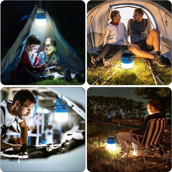 Solcelledrevet LED-campinglys, USB-genopladelig lanterne, vandtæt bærbar campinglommelygte 3 tilstande Powerbank teltlys til udendørs campingvandring