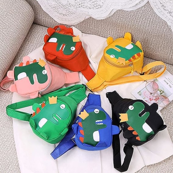 Barnens dinosaurie crossbody-väska (grön), söt lättviktig anti-stöld mini bröstväska axelväska pojkar flickor barn