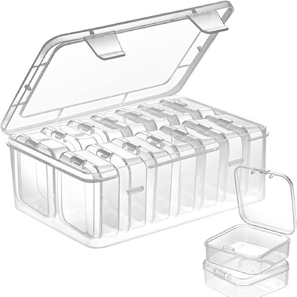 Liten pärl-organisator, flerdelad plastförvaringslåda, minitransparent pärl-organisator, transparent låda med gångjärnslock och rektangulär transparent hantverksmaterial B