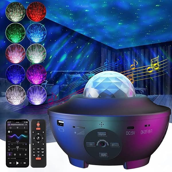 Galaxy Star Sky Projector, LED-tak Galaxy Projector Lamp, Starry Sky Night Light Star Projection Lights med timer, Bluetooth för jul/barn