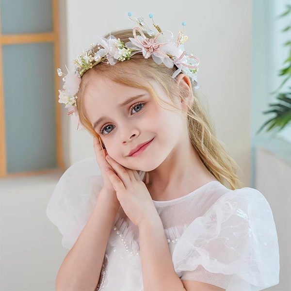 Super Fairy Pearl Crown Hiustarvike Pieni Tyttö Garland Streamer Pääpanta Syntymäpäivä Esitys Pää Kukka