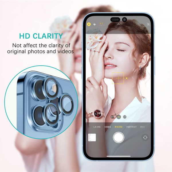 Bagkamera Beskytter Kompatibel med iPhone 14 Pro/14 Pro Max, HD Anti-Scratch Hærdet Glas Mobiltelefon Linsebeskyttere, Linseetui til iPhone 14