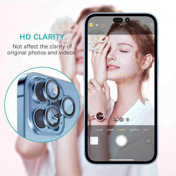 Bakre kameraskydd kompatibel med iPhone 14 Pro/14 Pro Max, HD Anti Scratch Härdat glas Mobiltelefonsskydd, Linsfodral för iPhone 14