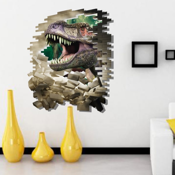 3D dinosaurie tema bakgrundsfotografering bakgrund realistisk dinosaurie huvud mun läskig brytande vägg 60*90cm