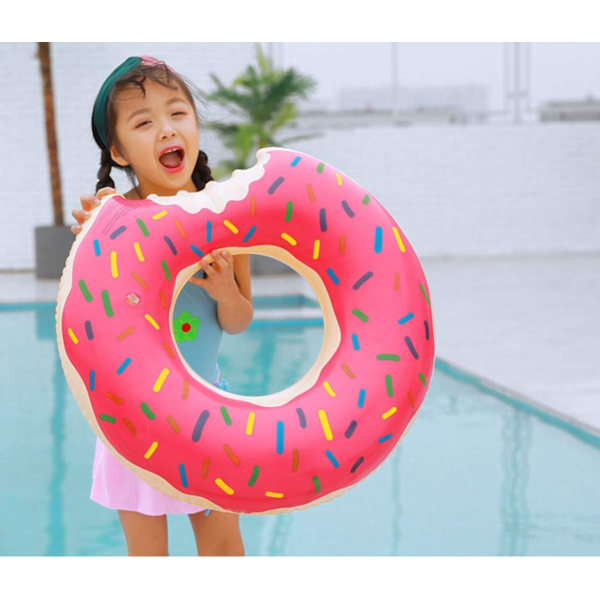 2 st Badringar Flytande Badring Uppblåsbar Boj Rosa Badring Poolboj för Vuxna och Barn Sommarboj Vattenleksak Poolparty (Donut Mönster)