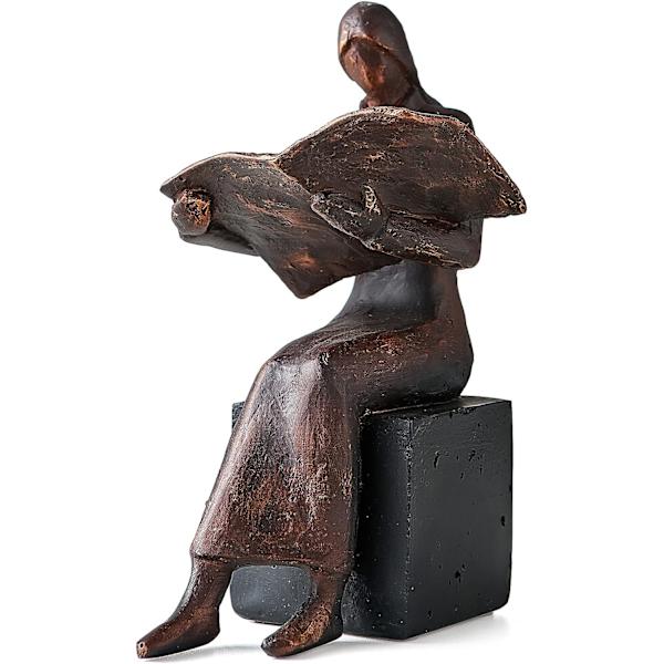 Hemdekor Läsande Staty, Tänkare Staty Staty Vardagsrum Kontor Bibliotek Skåp Dekoration (W Brons)