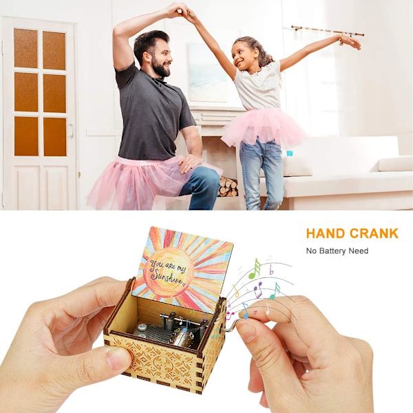 Trä Handvev Musikbox, Klassisk Musikbox Antik Snidad Musiklåda Heminredning Hantverk Present till Vuxna Barn Födelsedag Jul Valen