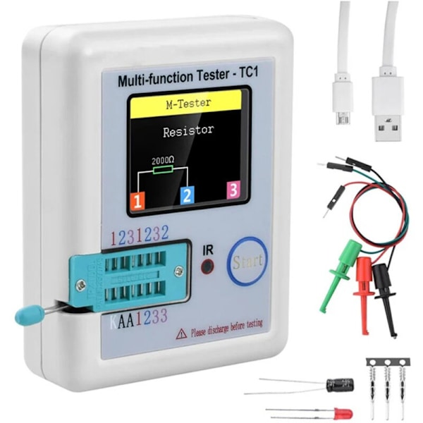 TC1 multifunktionell transistortestare, multifunktionell transistortestare, färgdisplay för diodtriodkondensatorresistans transistor lc