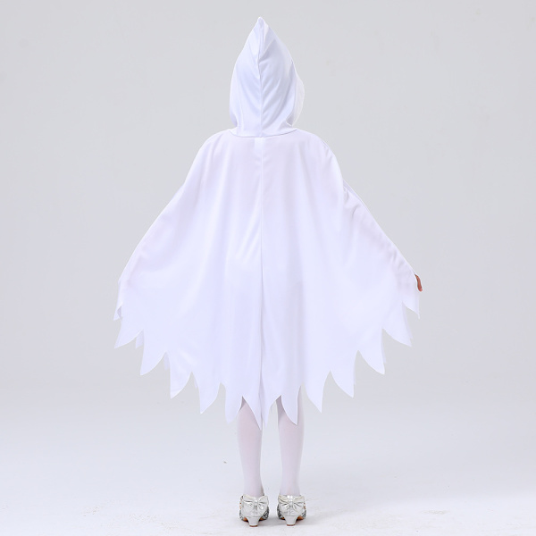 Barns Hvit Spøkelse Glødende Spøkelsesansikt Kappe Halloween Cosplay Temafest Kostyme (7-9 år gammel)