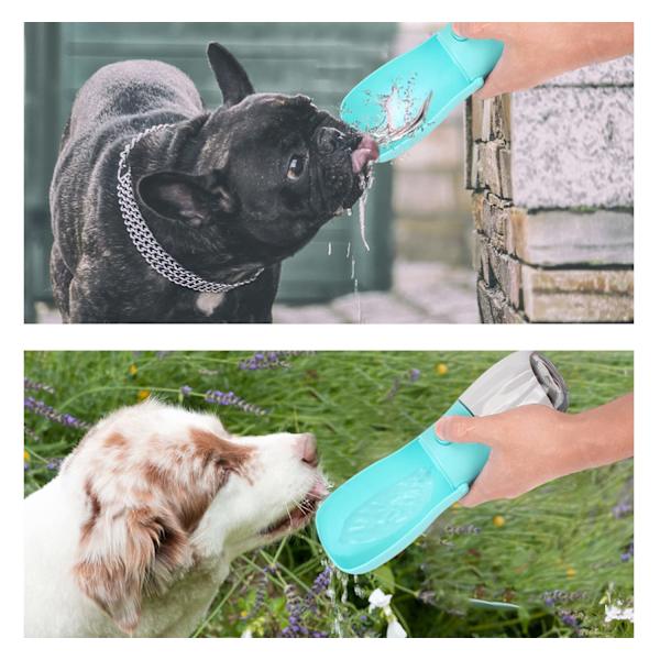 Hundpromenad Vattenflaska, Bärbar Hund Vattenfontän 350ml Läckagesäker Hund Vatten Skål Kopp Valp Vattenfontän för Husdjur Utomhus, Resor, Livsmedelskvalitet P
