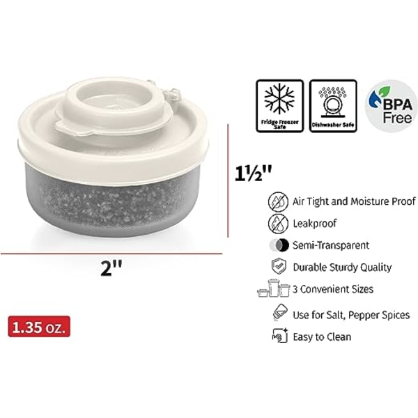 40 ml, sett med 2, BPA-frie gjennomsiktige plast salt- og pepperbøsser, reisesett, for salt, pepper, krydder, ideelt for camping, fotturer, utendørs matlaging, B