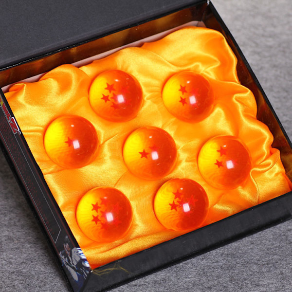 Akryl Kristallkula 7 Stjärnor med Presentförpackning Sju Stjärnor Akryl Lek Orange Kristallkula Set för Cosplay, Dekoration(3.5CM)