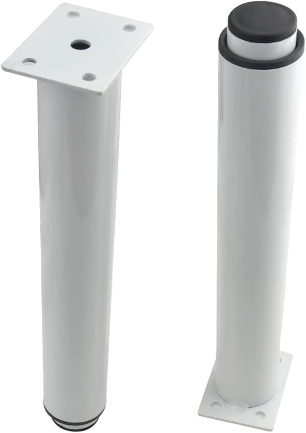 (25-42 cm, vit) Set med 4 robusta och justerbara metallben för bord, sängar, soffor