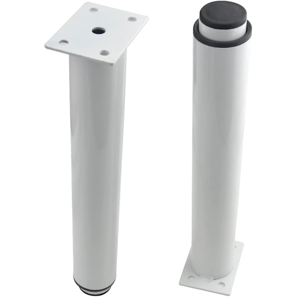 Sæt med 4 robuste og justerbare metalben til borde, senge, sofaer (25-42 cm, hvid)