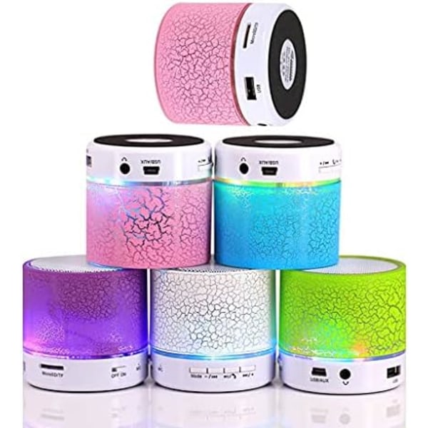 Mini Bluetooth-högtalare med LED-ljus + radio + USB. Bärbara högtalare, bröllopspresenter, nattvardsgåvor, fester.