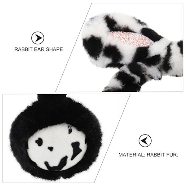 Dame Leopard Print Ørevarmere med Sequin Kaninører Faux Fur Hovedbånd Ørevarmere Plys Ørevarmere Fluffy Vinter Ørevarmere til Kvinder Piger