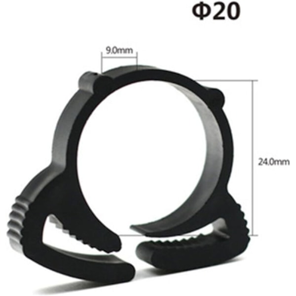 Sæt med 20 nylon strammehalskæder med plastikskralde til vandingsslange (φ20 mm)