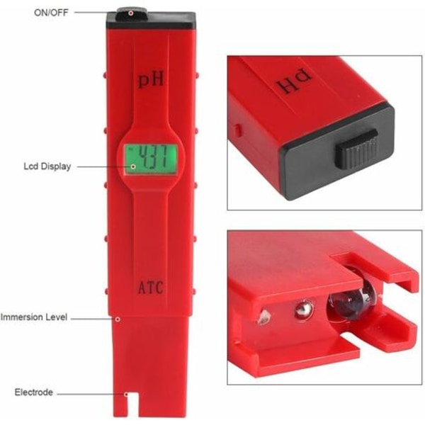 Vattenkvalitetstestare pH-penna pH-mätare LCD Hög precision 0,01 testare 0,00-14,00PH med skruvmejsel för akvarium simbassäng tank
