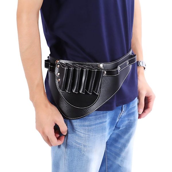 Holster (43*18cm) med PU læder frisørtaske pungholder med talje skulderbælte læder saks taske til frisører