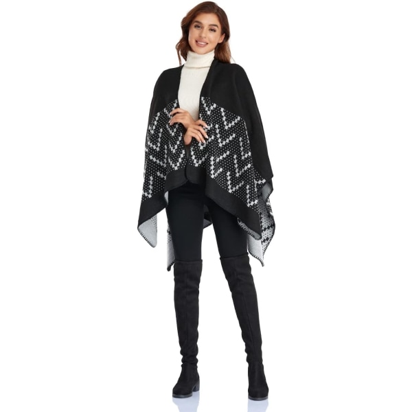Ponchoer for kvinner Sjal Wraps Oversized vinterskjerf for kvinner Kni