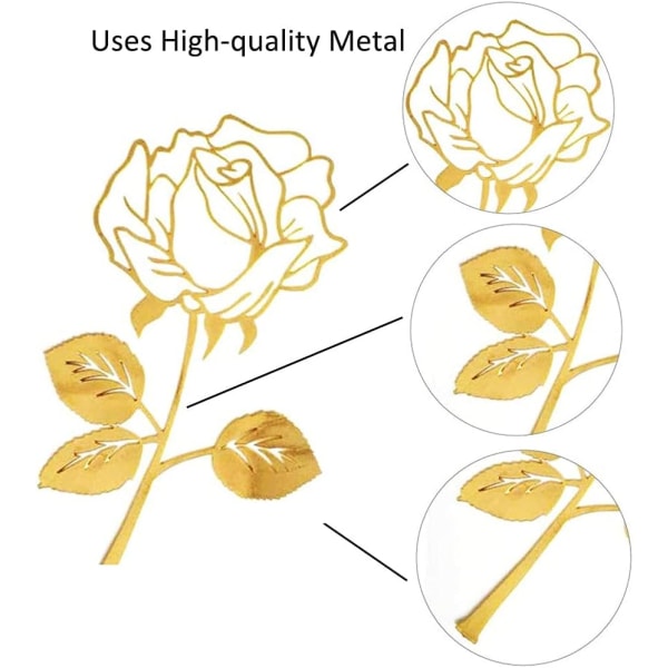 2 stk. Blomsterbogmærker, Metalbogmærker, Klassisk Metalbogmærke, Rose Blomsterbogmærke, Rustfrit Stål Bogmærke, Metal Bogmærke, Vintage Bogmærke