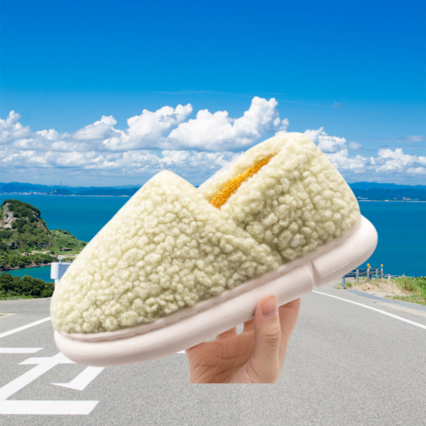 Hjem bomuldsslippers til hjem efterår og vinter tyksålet skridsikker indendørs varme plys slippers 25cm lang