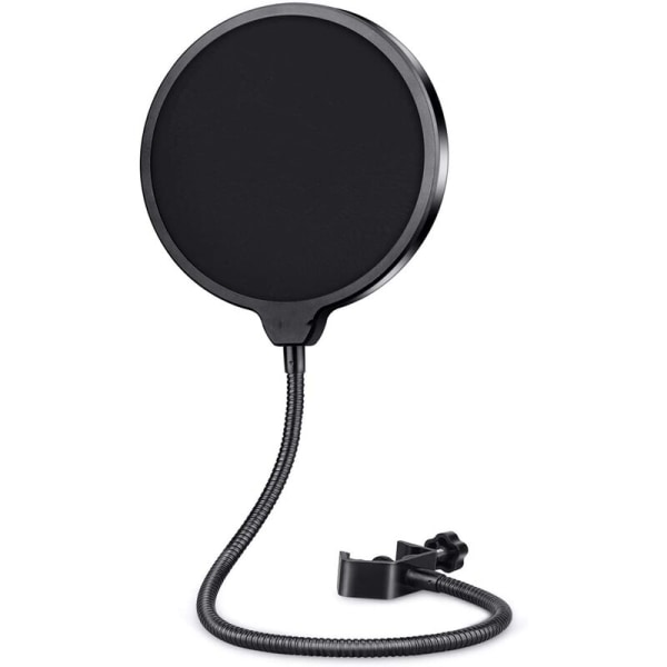 Mikrofon Popfilter, med dobbeltlags lydskærm, der beskytter mod vindstøj, til Blue Yeti og studieoptagelse, studie, sort