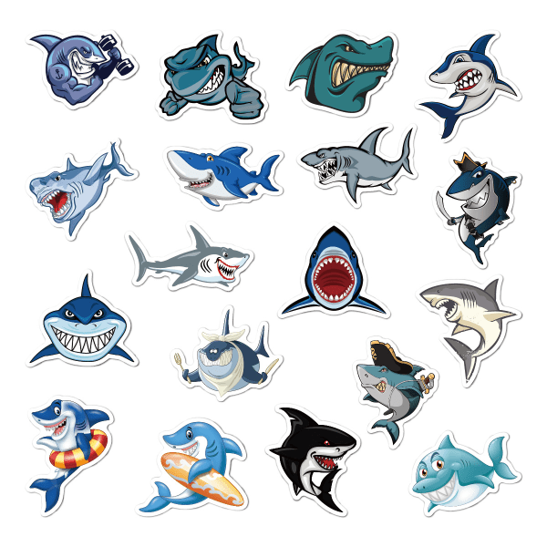 Sharks Stickers 100 stk, Sharks Stickers til børn