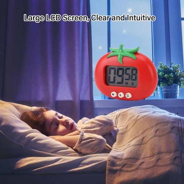 Digital Timer til Børn, Stort LCD Display, Tomat Timer med Høj Alarm, Magnetisk Elektronisk Nedtælling, Klasseværelse Køkken Timer til Børn