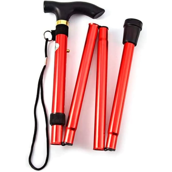 Red - Folding Cane for Women - Canes for Elderly - Extendable Canes for Men, Women and Elderly - Foldable and Height Adjustable Canes (Aluminum)