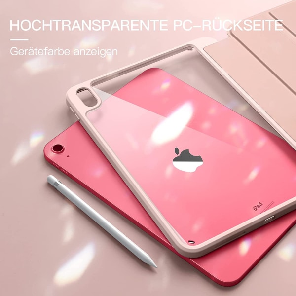Fodral för iPad 10:e generationen, 2022 iPad 10,9-tums modell, mjukt TPU-fodral för iPad 10, fodral med Apple Pencil-hållare, transparent baksida, automatisk väckning/sömn