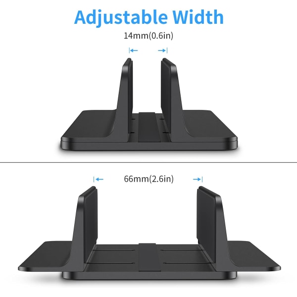 Black - Vertical Laptop Stand, Aluminum Adjustable Stand for MacBook Pro/Air, iPad, HP, Lenovo, Tablets and Other Laptops - 1pc