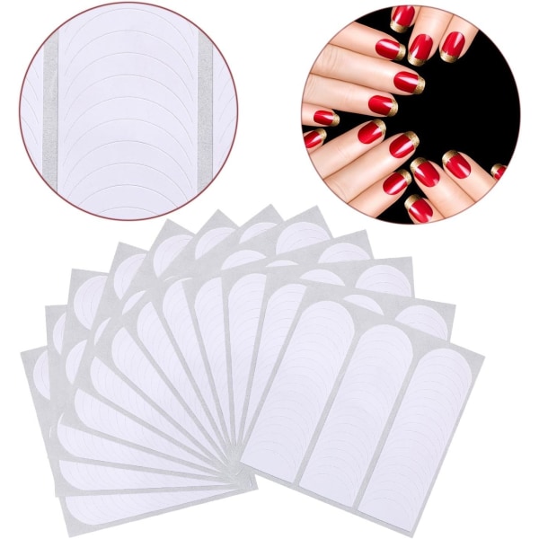 French Manicure Nail Art Stickers, Self Adhesive Nail Sticker Tips for Manicure Decoration DIY Tools (Moon Shaped Design, 648 Pieces)