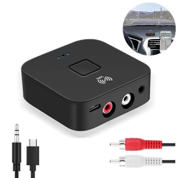 Bluetooth 5.0 RCA Audiomodtager Trådløs Bluetooth Adapter Med NFC Til Bil TV Computer Højttalere