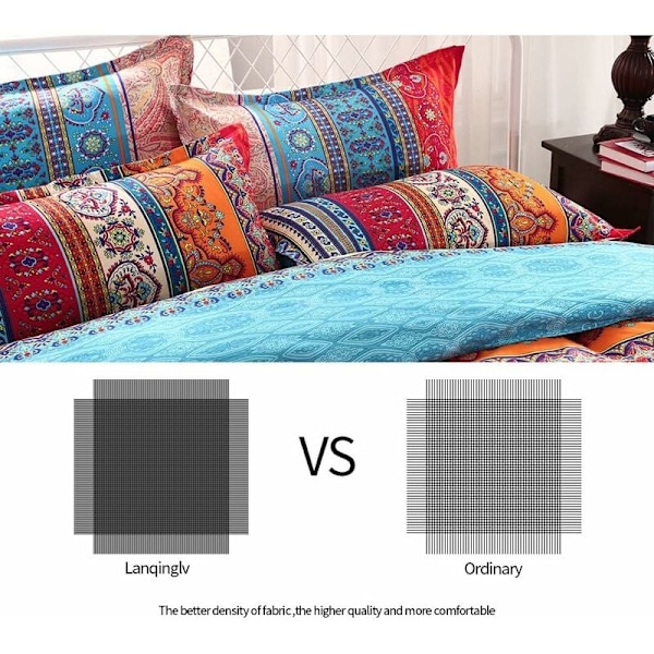 Påslakan 220x240cm + 2 örngott 65x65cm 2 Person vuxen flicka färgad blå bohemisk Boho gammalt sänglinne sänglinne