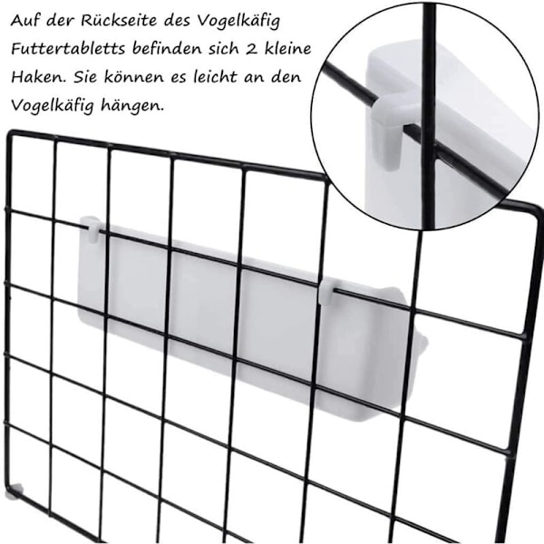 Hängande fågelskålar - Fågelfoderautomat - Lång drickyta - Fågel- och papegojtillbehör - Vit