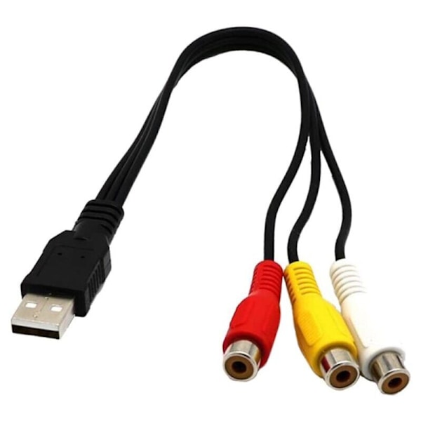 USB-kabel till 3rca USB till 3 RCA RGB Video AV Komposit Adapter KONTROLL KONTROLL SLADD CONTOR LIGE Lämplig för TV PC DVR