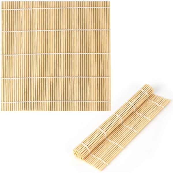 9 x 9,5 tommer Naturlig Bambus Sushi Matte Sushi Fremstillingsværktøj Sushi Rulle til at lave Sushi (2 stk)
