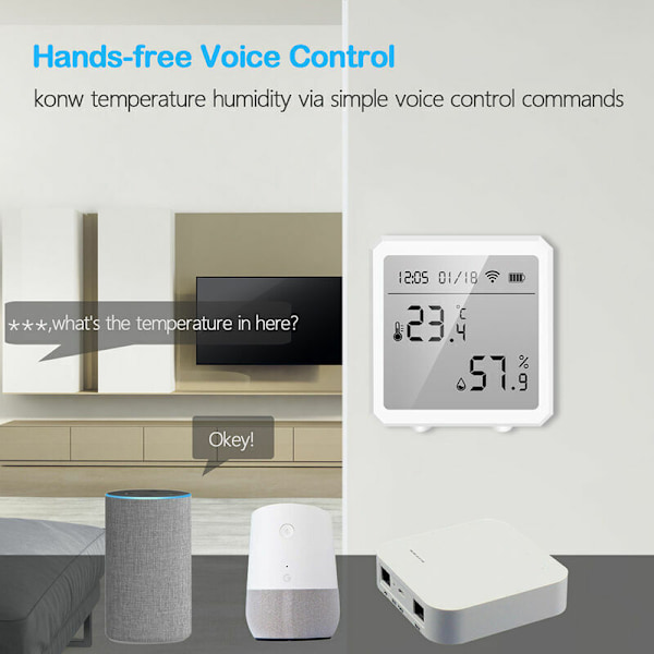 Temperatur- og fugtighedssensor WiFi Intelligent Home Termometer Indendørs Display Dato Digital Tuya Detektor