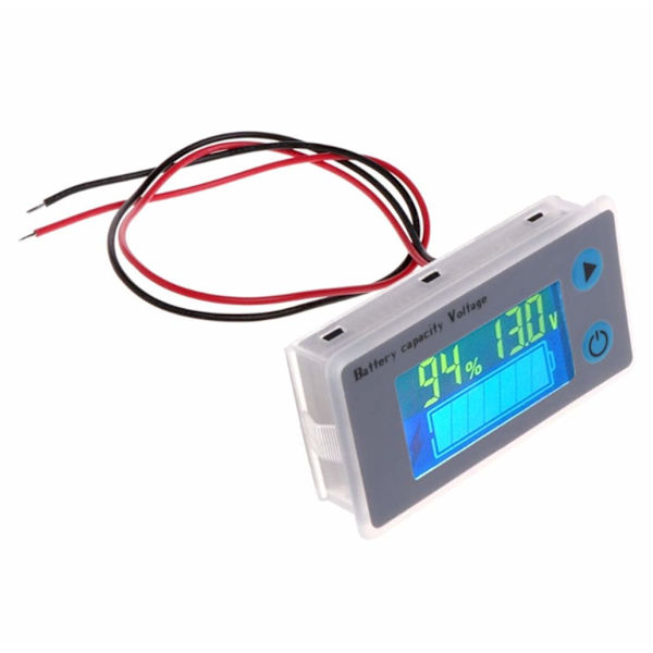 Multifunktion 10-100V LCD Batterikapacitet Voltmeter Med Temperaturvisning