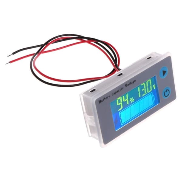 Multifunktionell 10-100V LCD-batterikapacitetsvoltmeter med temperaturvisning