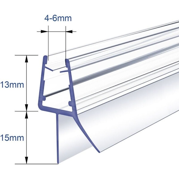 Dusjtettning 80cm for dusjdørtetninger, PVC-tetning for dusjrom, vanntett beskyttelse, for 4-6mm glass