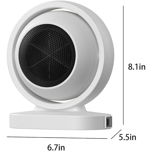 380W portabel elektrisk mini radiator - Snabb uppvärmning - Automatiskt stopp - för hemmet, kontoret och studentboendet