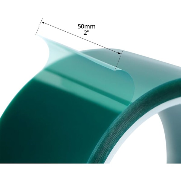 2 ruller varmebestandig tape til sublimering, 50 mm x 33 m, højtemperatur klæbende tape til elektroniske print (grøn)